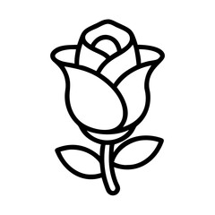 rose flower vector icon, simple black outline line icon of rose flower, flower vector line art icon
