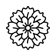 scabiosa flower vector icon, simple black outline line icon of scabiosa flower, flower vector line art icon