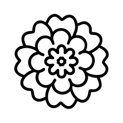 scabiosa flower vector icon, simple black outline line icon of scabiosa flower, flower vector line art icon