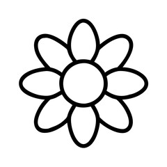 sunshade flower vector icon, simple black outline line icon of sunshade flower, flower vector line art icon