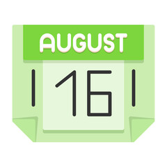 16 August Flat Style Icon