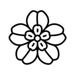 swee alyssumt flower vector icon, simple black outline line icon of swee alyssumt flower, flower vector line art icon