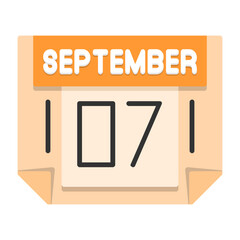 7  September Flat Style Icon