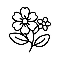 verbena flower vector icon, simple black outline line icon of verbena flower, flower vector line art icon