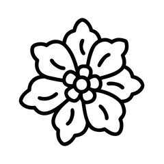 verbena flower vector icon, simple black outline line icon of verbena flower, flower vector line art icon