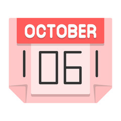 6 October Flat Style Icon