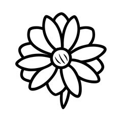 zinnia flower vector icon, simple black outline line icon of zinnia flower, flower vector line art icon