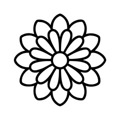 zinnia flower vector icon, simple black outline line icon of zinnia flower, flower vector line art icon
