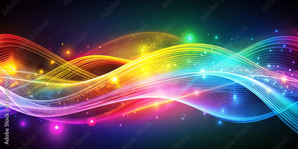 Poster bright, flowing waves of color intertwine in a mesmerizing pattern, creating a stunning visual effec