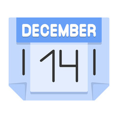 14 December Flat Style Icon