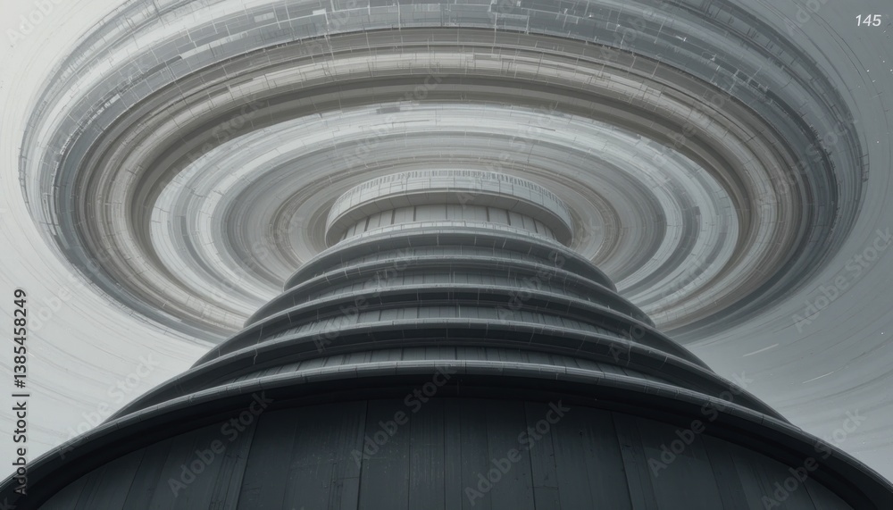 Poster incredible rotating structure futuristic city digital art sci-fi environment low angle view surreal 