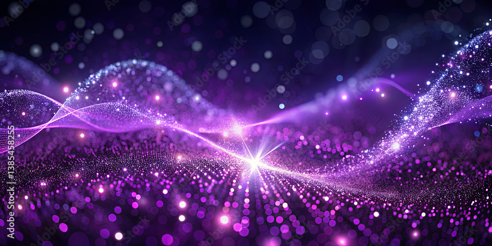 Aufkleber soft glowing waves of purple and pink light particles flow and intertwine, creating a mesmerizing vi