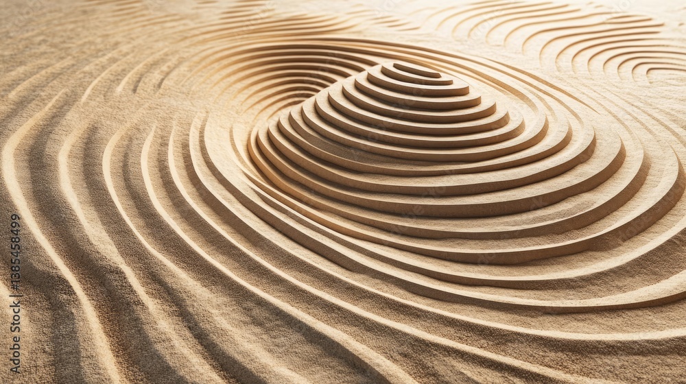 Poster abstract design of smooth sand lines and patterns on a natural landscape surface
