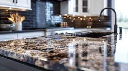 Luxury Kitchen Granite Countertops: A Stunning Display of Brown and Gold
