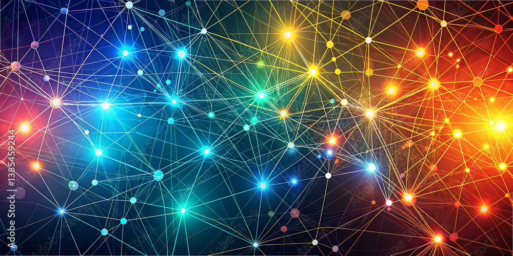 Poster a vibrant display of interconnected lines and glowing points creates a visually striking representat