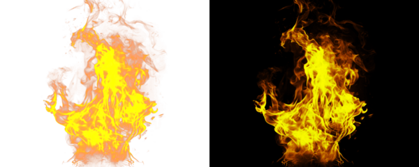 Realistic Fire Effect with Blazing Flames and Smoke Isolated on a Transparent or White Background