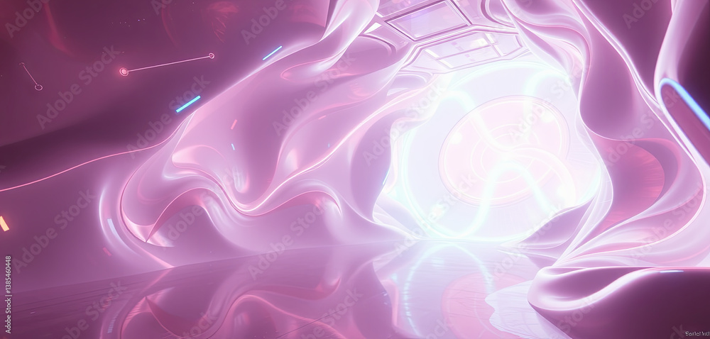 Poster a creative tunnel features swirling abstract shapes and glowing accents, creating a mesmerizing atmo