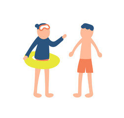 水着で遊ぶ子供たちのイラスト