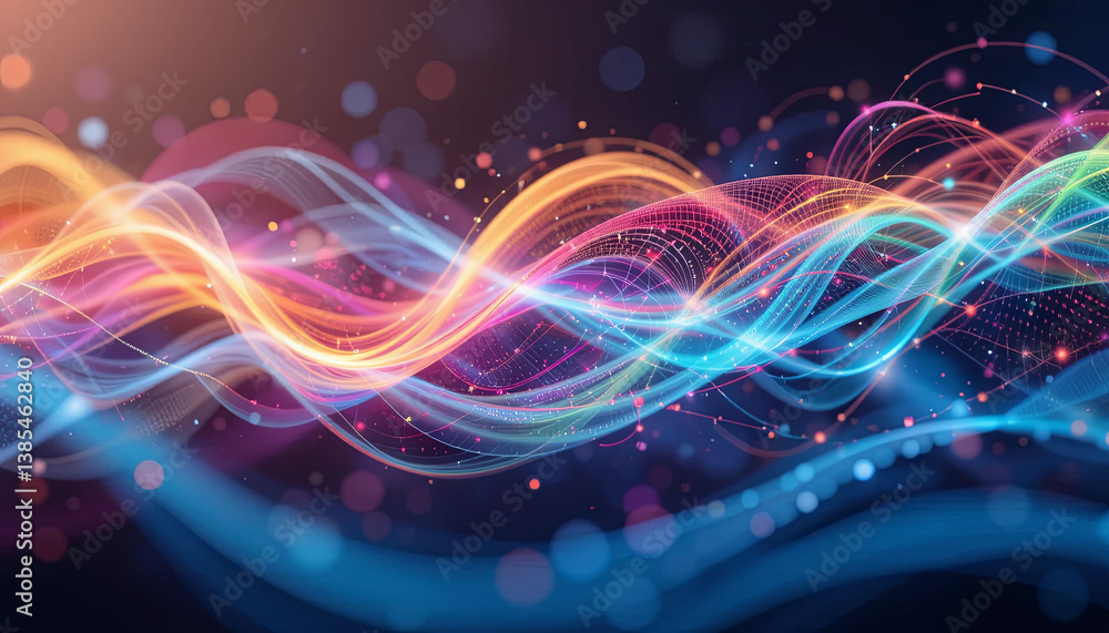 Aufkleber bright, colorful waves of light swirl and intertwine in a digital representation of fluidity and mov