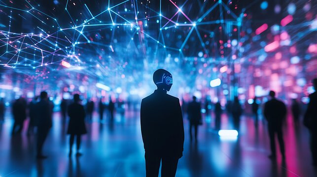 An AI powered system automating real time event planning by analyzing attendee data and venue logistics, futuristic AI-driven event management platform, Event technology style