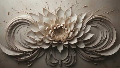 Intricate paper flower sculpture art studio decorative artwork creative environment close-up viewpoint nature-inspired design