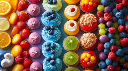 Fototapeta premium Colorful Assortment of Delicious Desserts