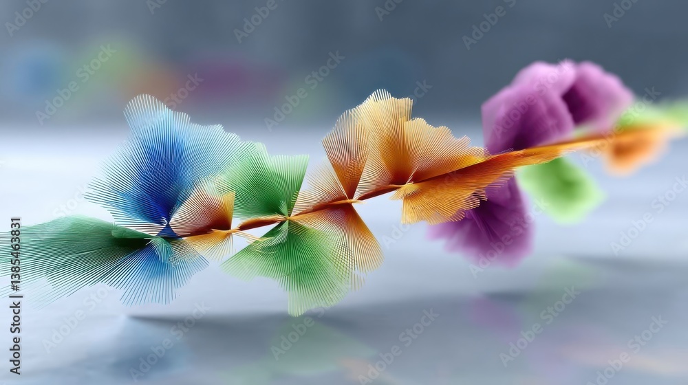 Poster colorful abstract design with flowing shapes on a blurred background