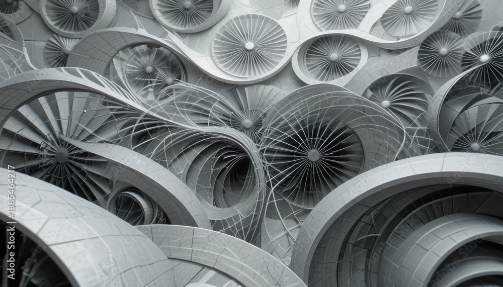 Aufkleber dynamic patterns of industrial fan blades modern design studio abstract art textured environment clo
