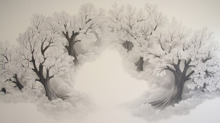 Winter Trees in a Misty Landscape