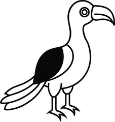 southern ground hornbill line art vector.