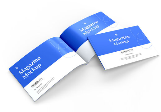 Hard Cover Landscape Magazine Mockup