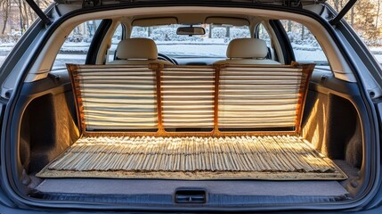 Fototapeta premium Multiple styles of sunshades laid out in car trunk for comparison