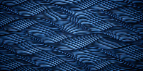 A series of flowing blue patterns form a rhythmic and textured visual, mimicking ocean waves in a seamless arrangement. This artwork exudes a calming effect, ideal for backgrounds