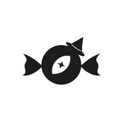 candy wrapper with witch symbol vector illustration