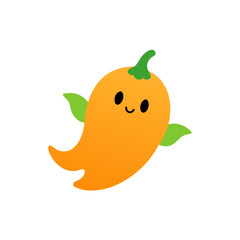 floating pumpkin ghost vector illustration