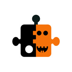 halloween puzzle piece icon vector illustration