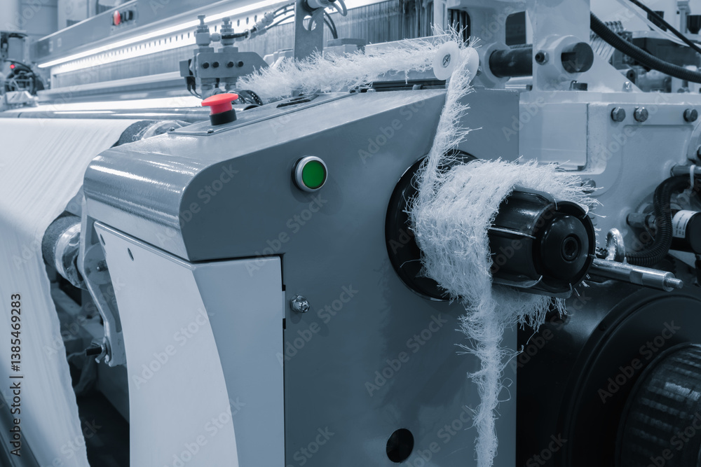 Aufkleber a machine is weaving a piece of fabric. the machine is made up of many parts, including a large meta