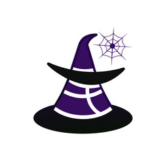 Witch Hat With Spider Web Vector Illustration