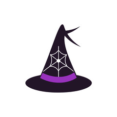 Witch Hat With Spider Web Vector Illustration