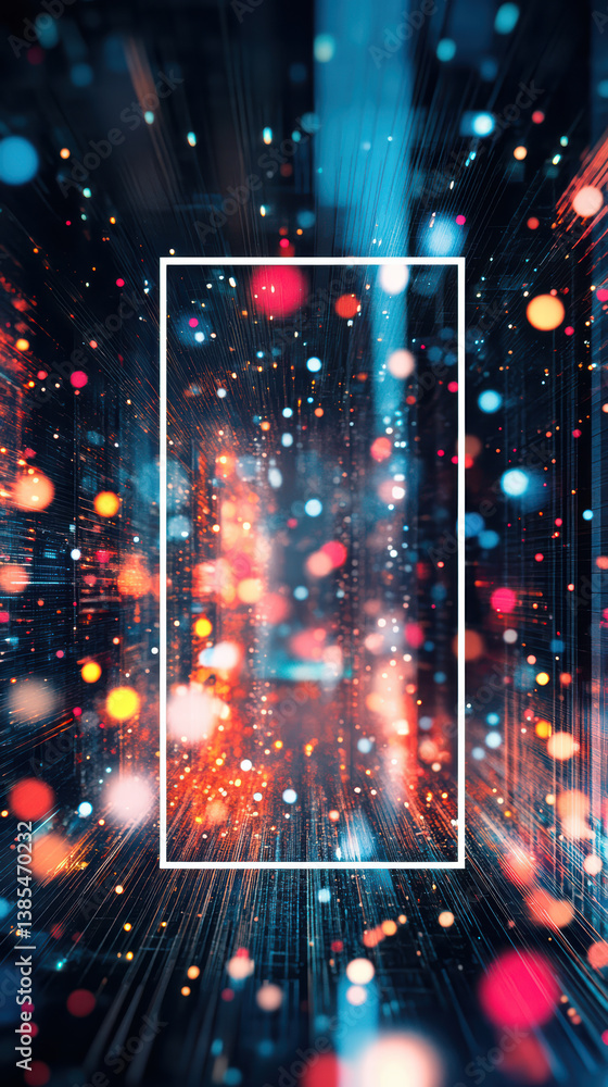 Poster abstract digital world: dive into an abstract, dynamic digital world, filled with shimmering bokeh l