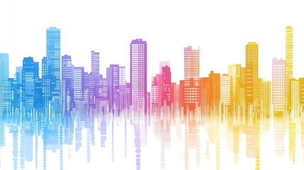 Fototapeta premium Colorful Skyline Cityscape Reflection