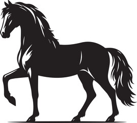 Black stallion silhouette vector illustration of a running Horse