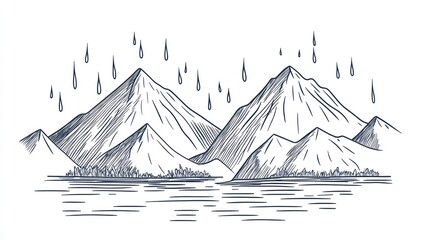 Rainy Mountain Landscape Illustration (1)