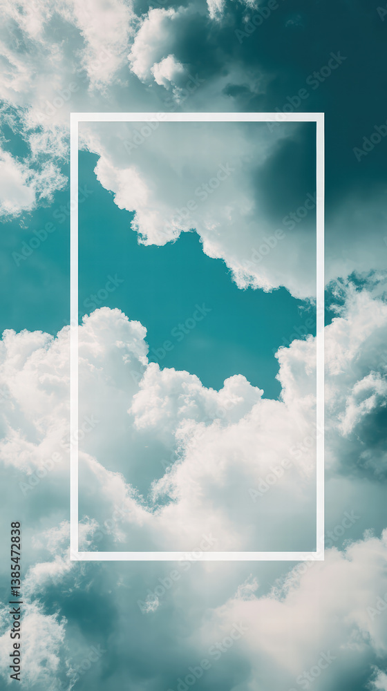 Poster cloudscape frame: a serene composition of a celestial sky, the image captures the boundless expanse 