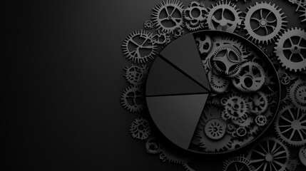 Dark Pie Chart Gears Mechanism Background