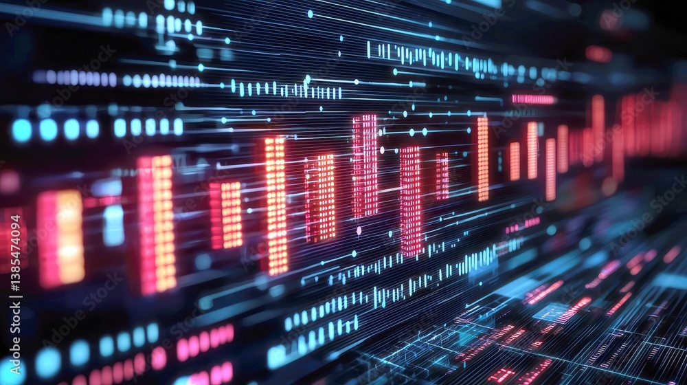 Poster abstract digital network: data stream and flow visualization. futuristic technology concept