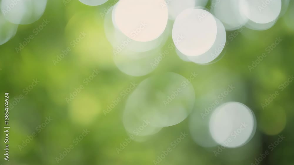 Sticker abstract green bokeh: an ethereal display of soft, blurred circles of light in varying shades of gre