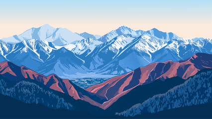 Wasatch Range Utah with Red Rock Views in Digital Drawing
