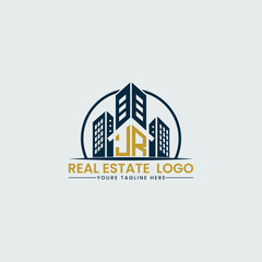 Fototapeta premium Elegant JR Real Estate Logo with Urban Skyline