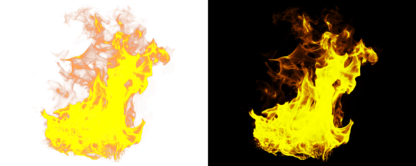 Blazing Fire Effect with Realistic Heat and Glow Isolated on a Transparent or White Background